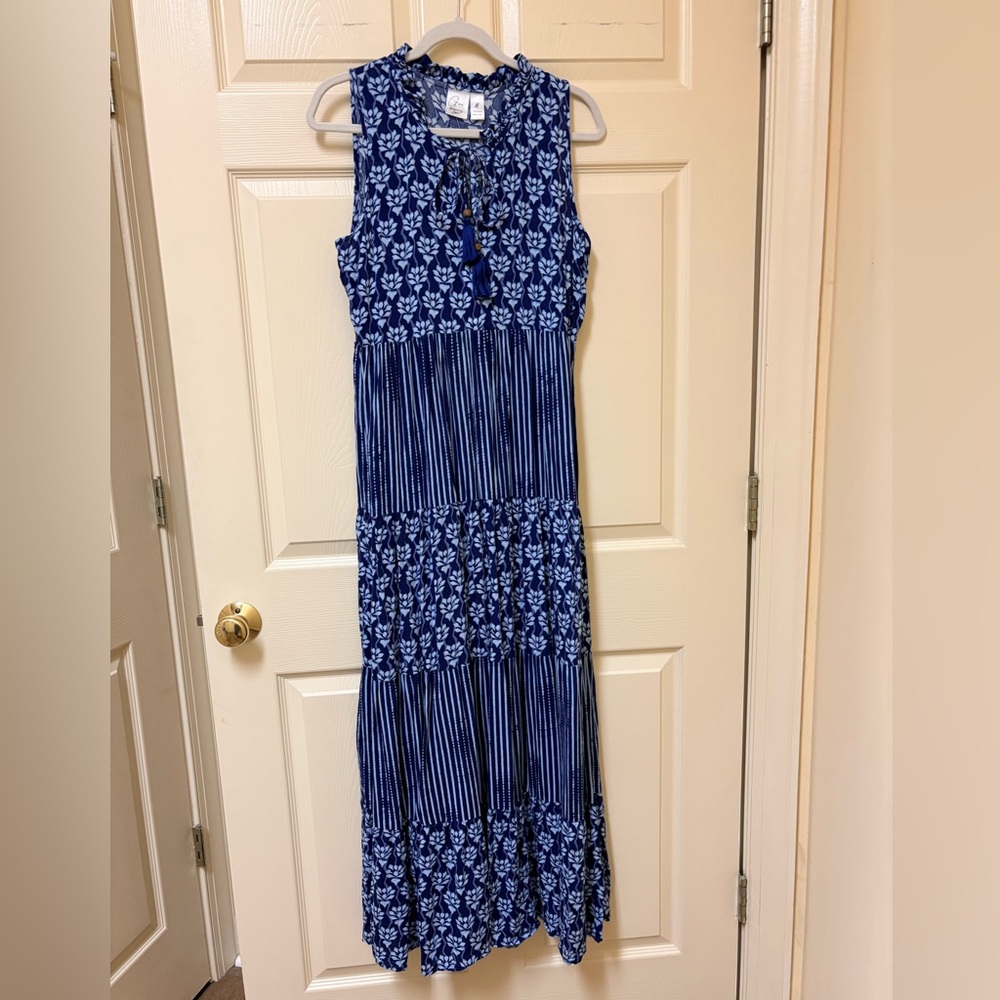 Goa Beachwear by Japna Navy Floral Sleeveless Maxi Dress Medium - Picture 2 of 7